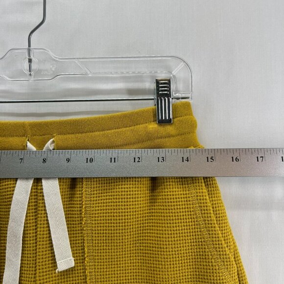 Madewell MWL Textured Waffle Knit Sweatshorts Women S Drawstring Stretch Mustard - Picture 3 of 7